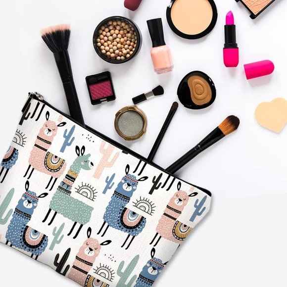 Women's High Quality Beautiful Canvas Waterproof Zipper Makeup Bag For Cosmetic - Picture 3 of 6